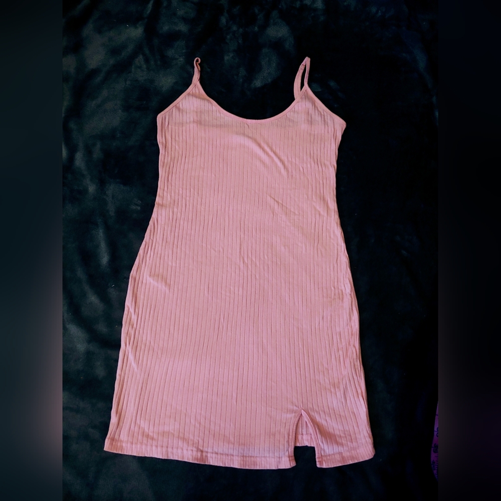 Shein * Pink Ribbed Dress * Size L * Bodycon Dress * Spaghetti Strap Dress